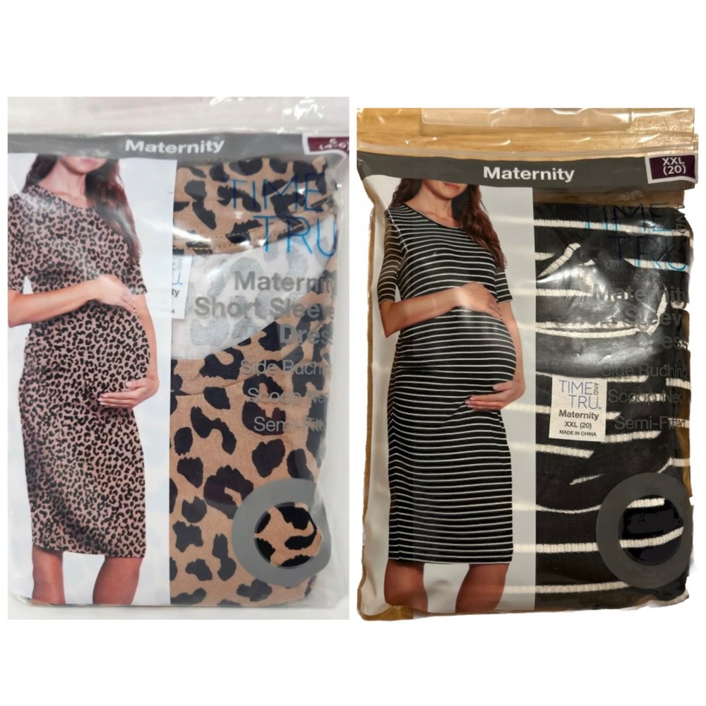 💜Bundle of 2 Time and Tru Women's Maternity Ruched Dresses Size:small (4-6)